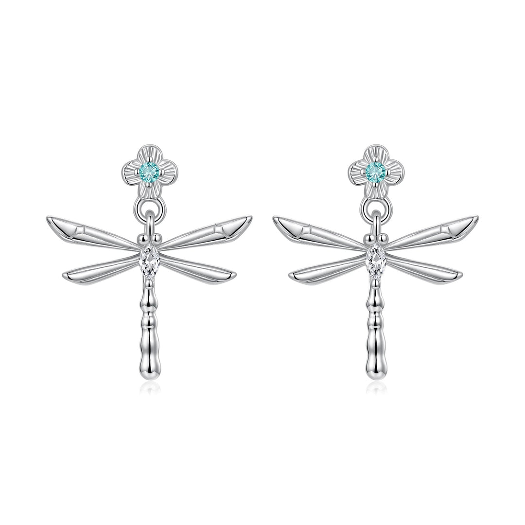 925 Sterling Silver Earrings with Pavé Setting CZ and Transparent Glass