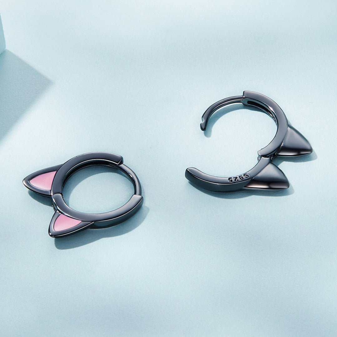 925 Sterling Silver Enamel Black Gold Plated Earrings for Women