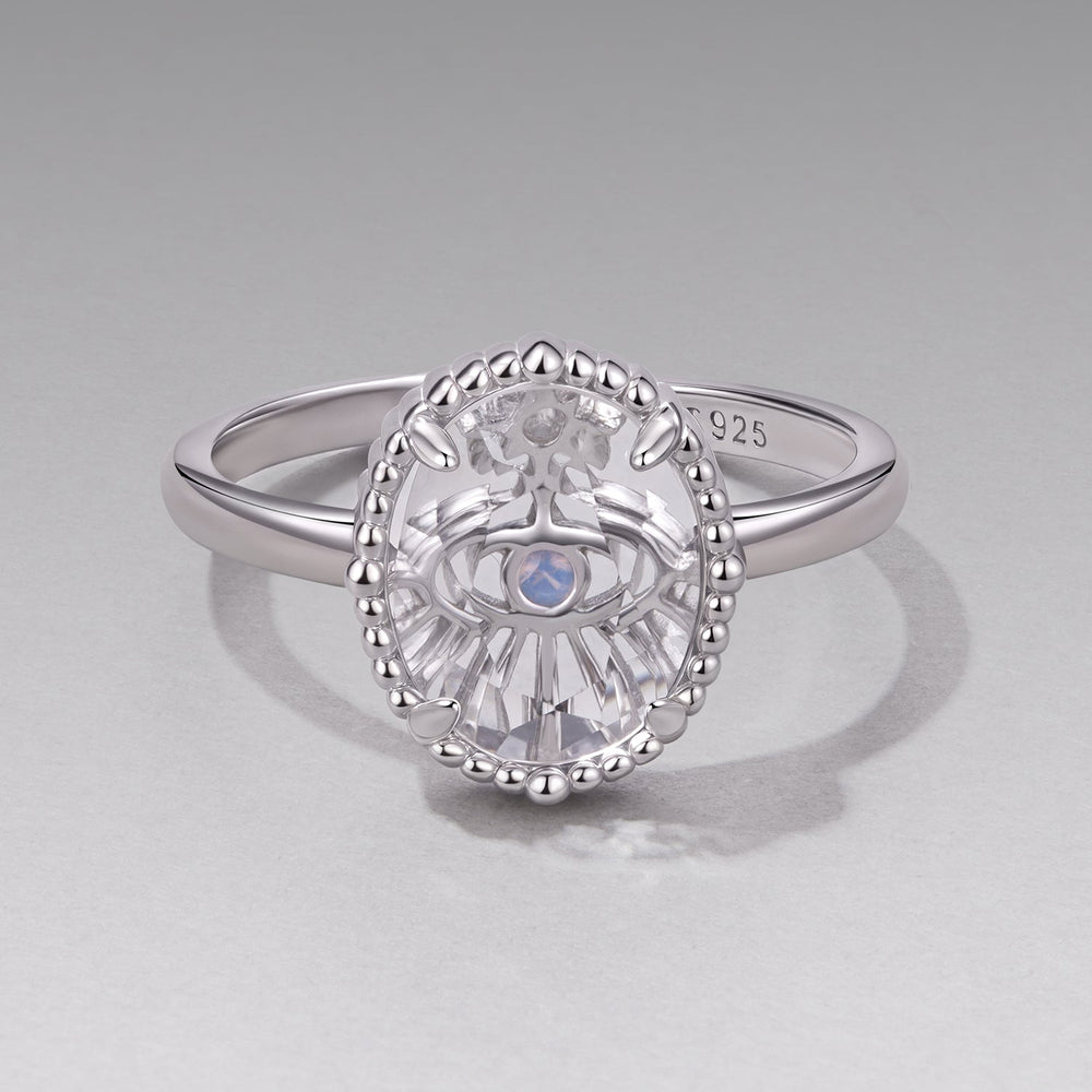 925 Sterling Silver Ring with Transparent Glass & Nano Opal, Width 0.18cm, Style E, for Women