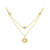 925 Sterling Silver Necklace with Synthetic Opal and CZ, 44cm Adjustable, Gold Plated for Women