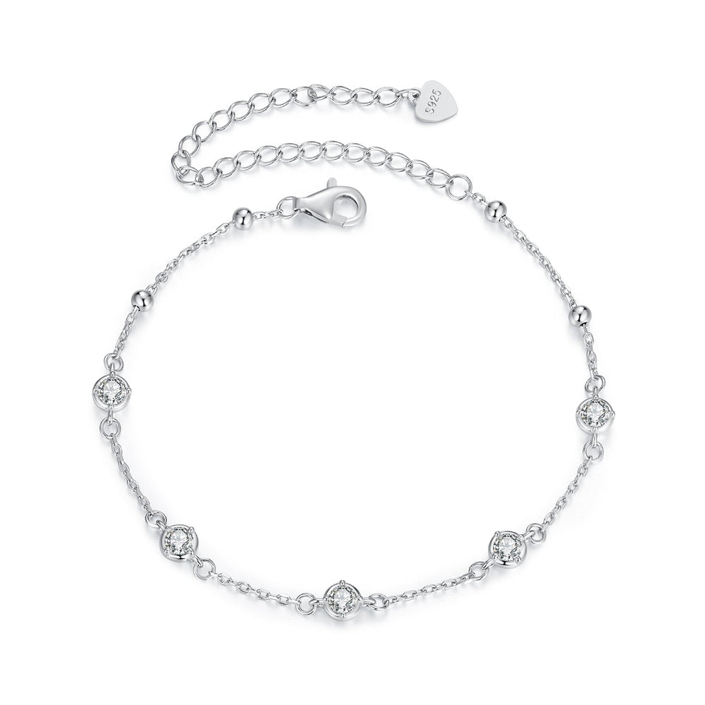 925 Sterling Silver 3mm Moissanite Bracelet for Women