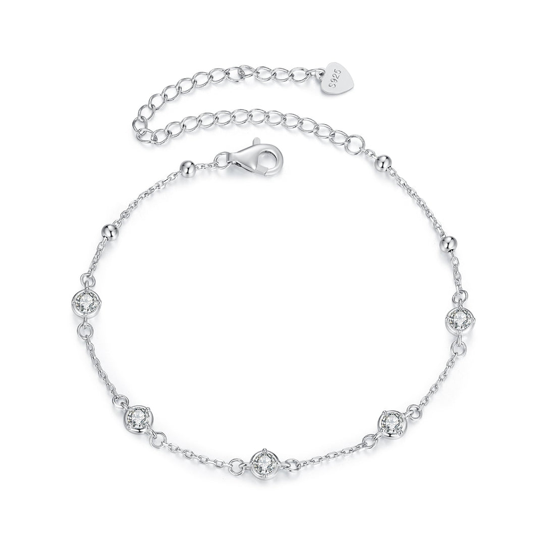925 Sterling Silver 3mm Moissanite Bracelet for Women
