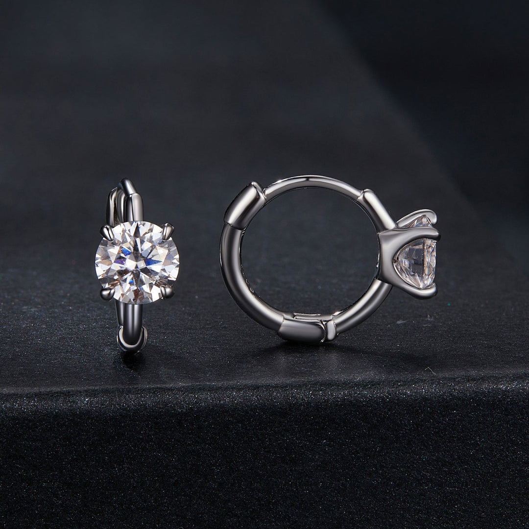 925 Sterling Silver & White Gold Plated 0.5 Carat Moissanite Earrings for Women