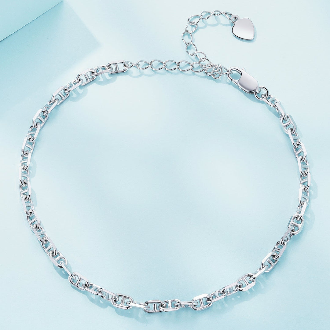 925 Sterling Silver Platinum Plated Bracelet 160+50mm for Women