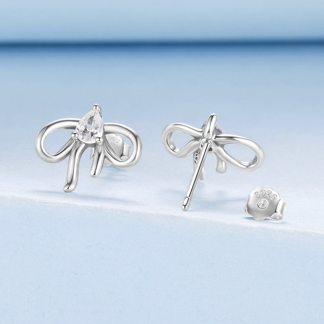 925 Sterling Silver Earrings with Pavé Setting & Oxidized Finish