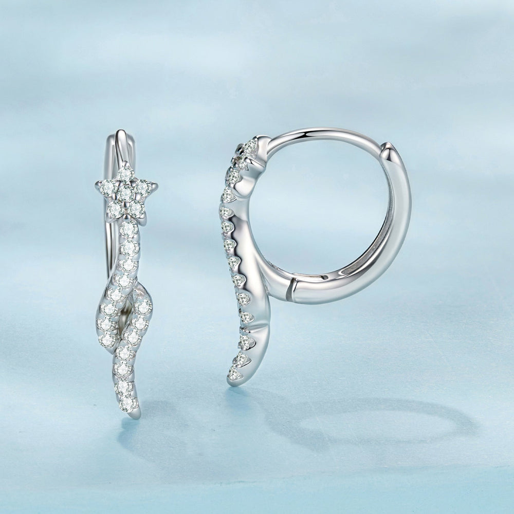 925 Sterling Silver Plated White Gold Earrings with CZ for Women