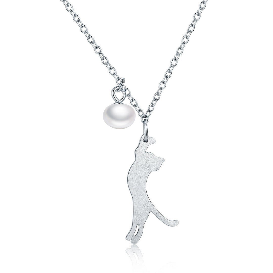 925 Sterling Silver 0.6 Carat Pearl Necklace for Women