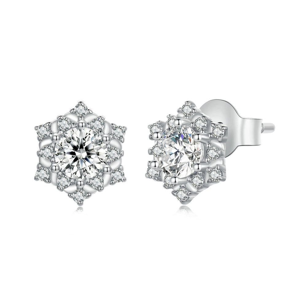 925 Sterling Silver Pavé Setting CZ Platinum Plated Earrings
