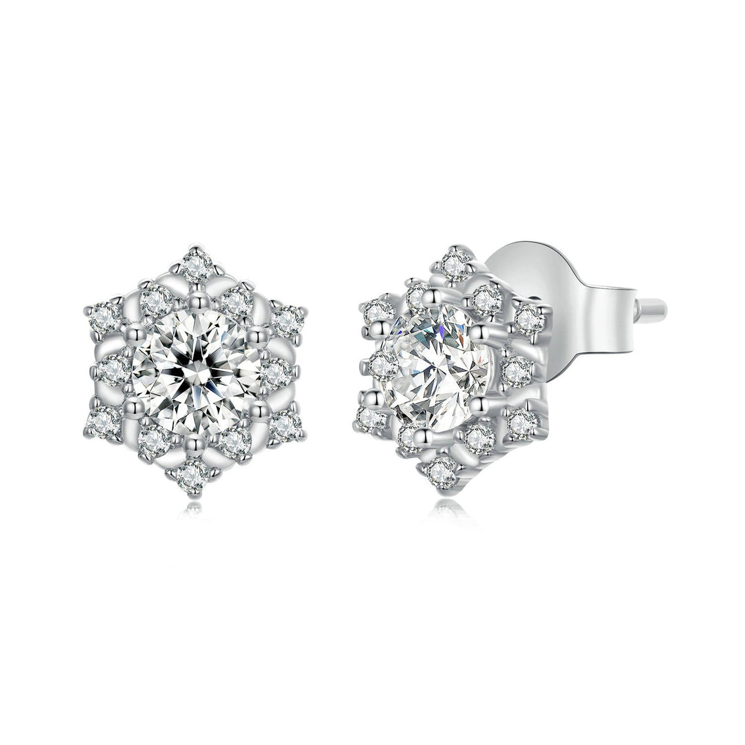 925 Sterling Silver Pavé Setting CZ Platinum Plated Earrings