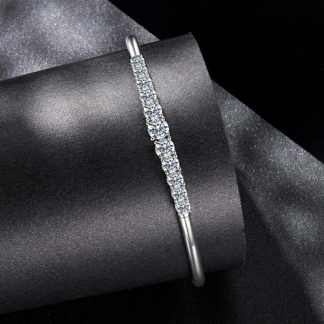 925 Sterling Silver & Moissanite White Gold Plated Bracelet with 0.5cm Moissanite for Women