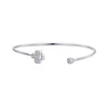 925 Sterling Silver Bracelet with Pavé Setting CZ, Inner Diameter 550mm, 2.0mm Wide, Unisex