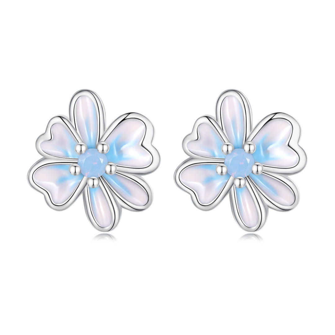 925 Sterling Silver Opal Nanometer Stone Enamel Earrings for Women