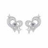 925 Sterling Silver Earrings with Pavé Setting CZ in White Gold