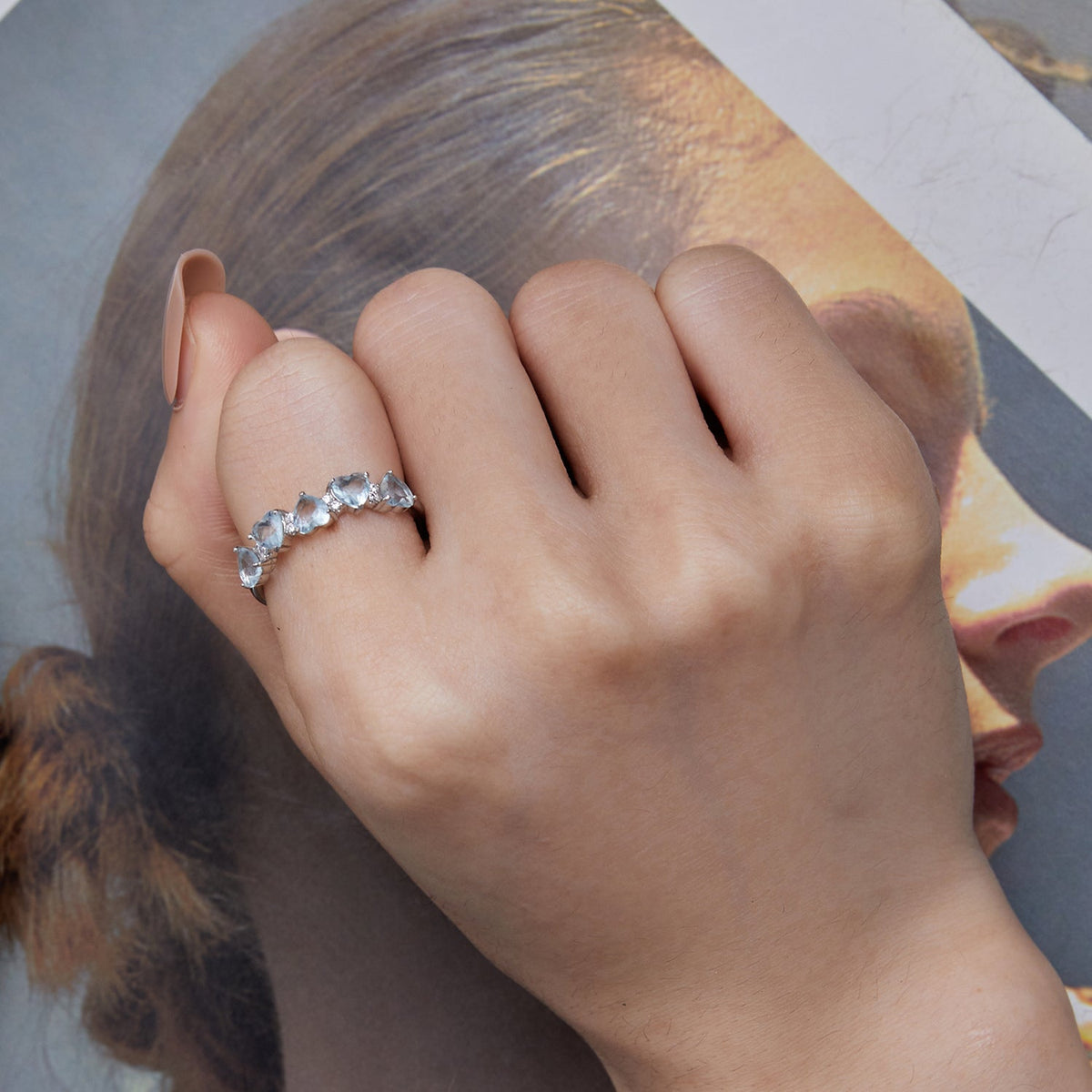 Anillo de plata de ley 925 con pavé de circonitas de 4,5 mm, talla 7, para mujer