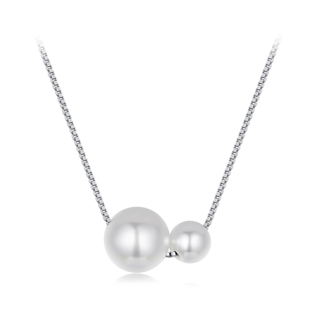 925 Sterling Silver & White Gold Plated Adjustable Pearl Necklace for Women