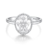 925 Sterling Silver Pavé Setting CZ White Gold Plated Ring with Transparent Glass for Women