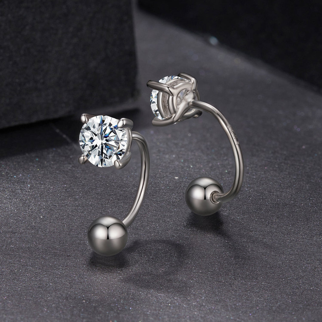 925 Sterling Silver Moissanite 0.1ct Earrings 1.3cm for Women