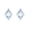925 Sterling Silver Earrings with Transparent Glass and White Gold Plating