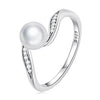 925 Sterling Silver Oxidized CZ & Pearl Ring Size 6 for Women