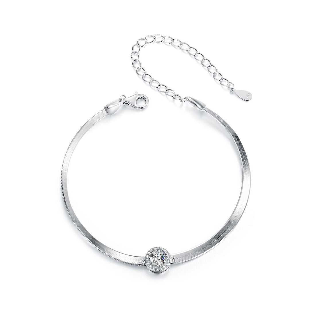 925 Sterling Silver 5.0mm Moissanite Bracelet with White Gold Plating for Women