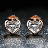 925 Sterling Silver Heart Shaped CZ Earrings with Rose Gold Plating for Women