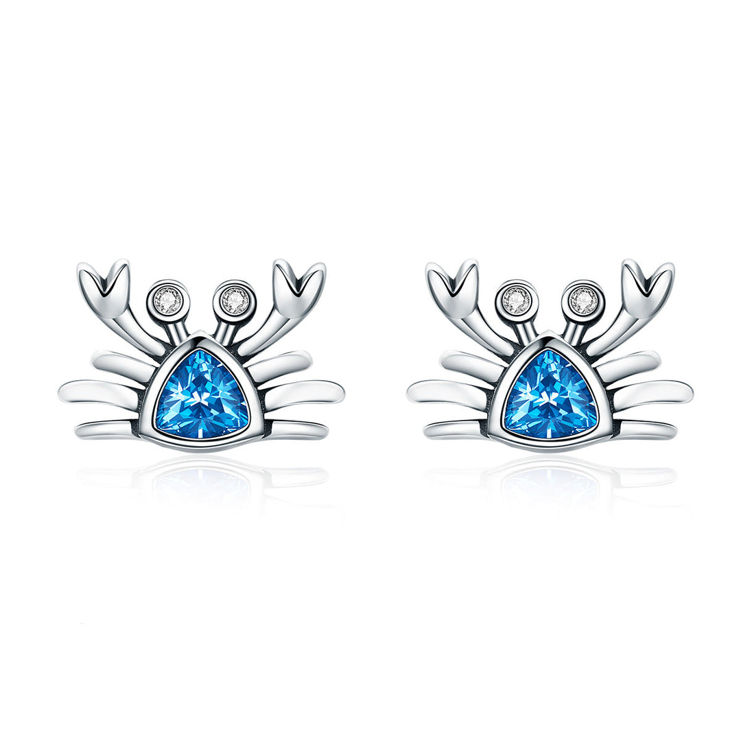 925 Sterling Silver Oxidized CZ Earrings 0.7cm x 1cm for Women