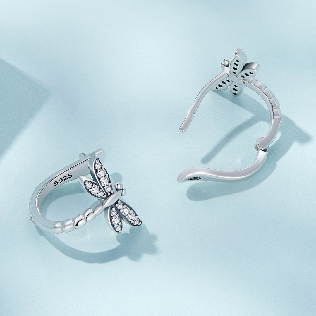 925 Sterling Silver Earrings with Pavé Setting CZ, Oxidized Finish, 1.3cm for Women