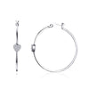 925 Sterling Silver Earrings with CZ, Size 3.8*0.6cm, Women's Jewelry