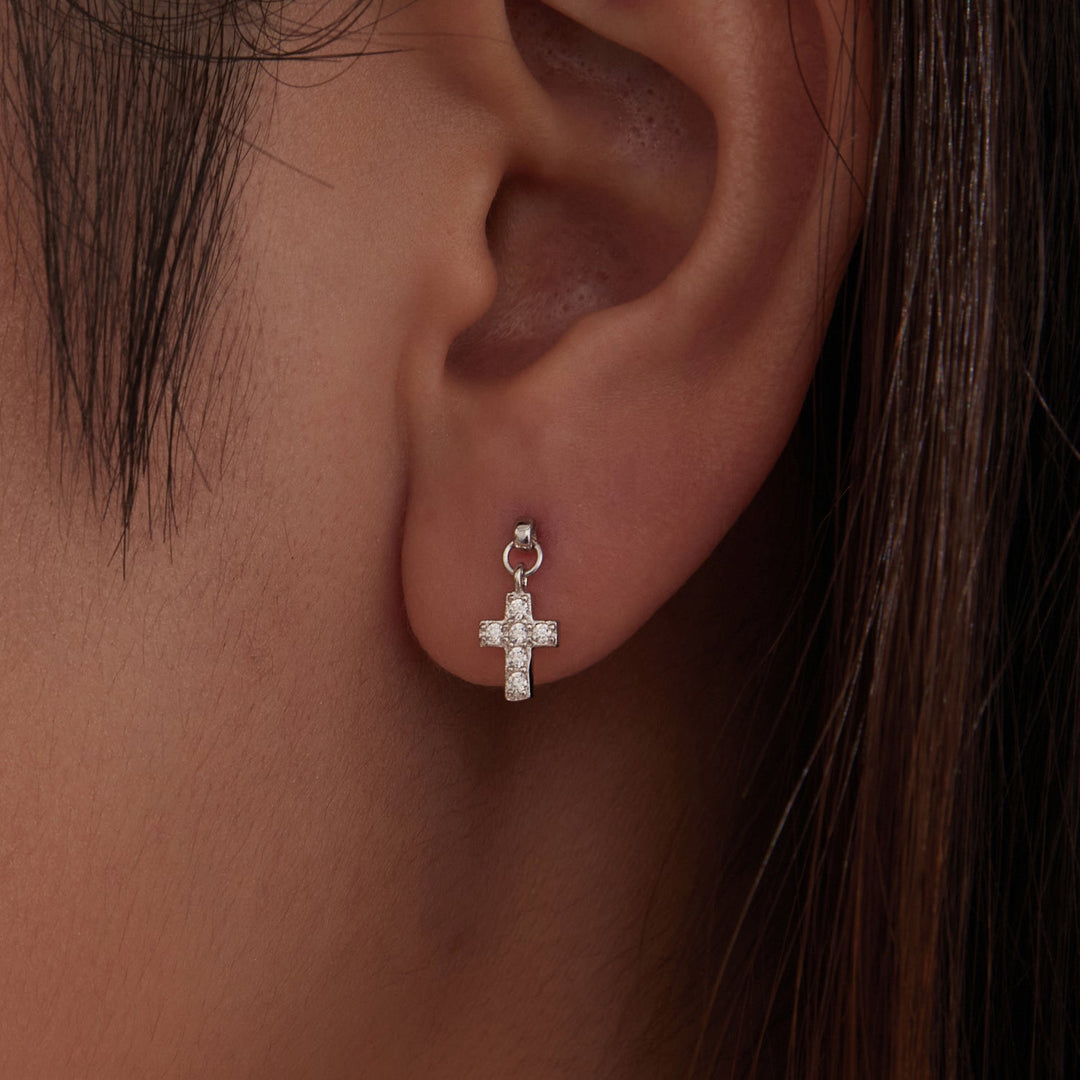 925 Sterling Silver White Gold Plated Pavé Setting CZ Earrings for Women