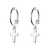 925 Sterling Silver Earrings Plated Platinum 1.9*0.5cm for Women