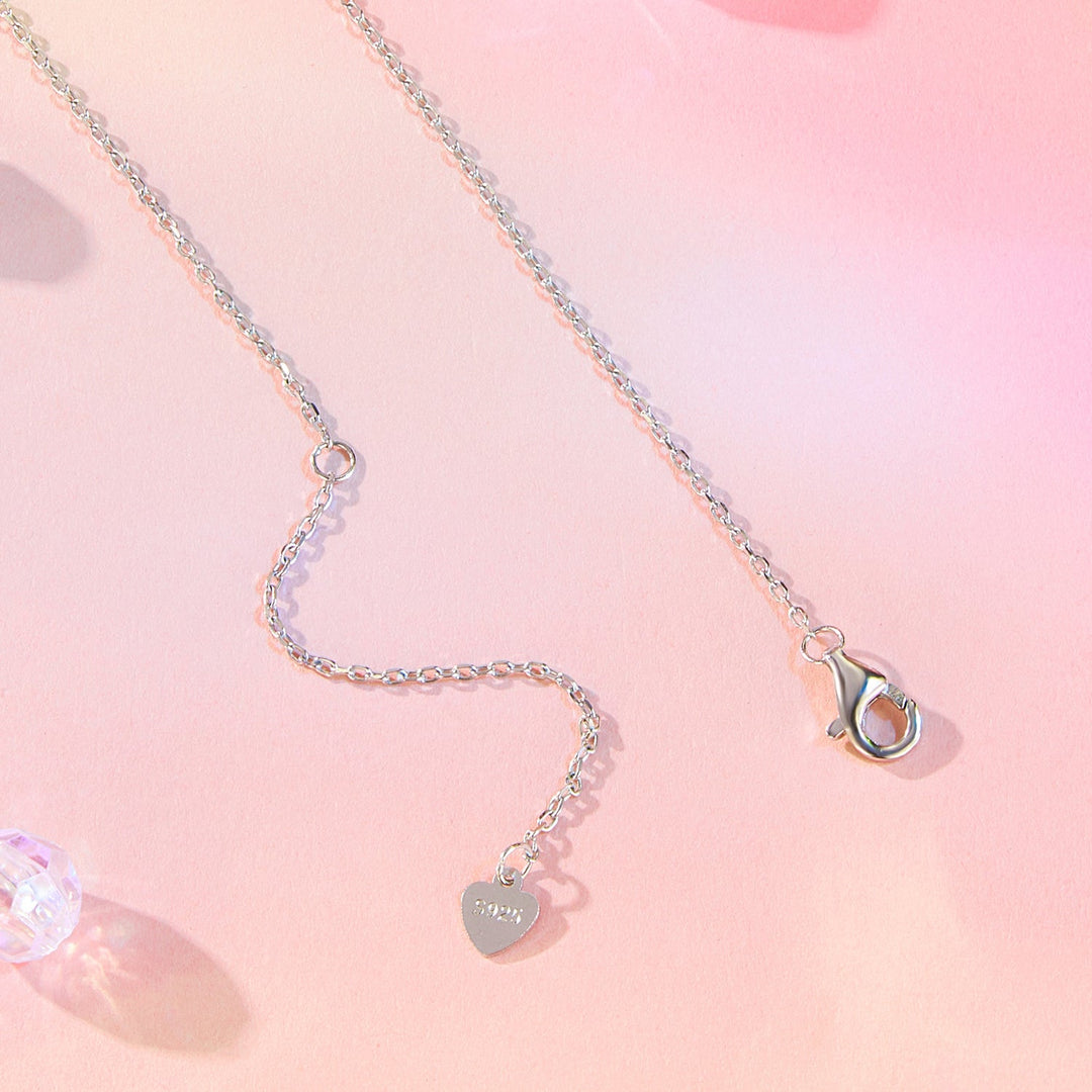 925 Sterling Silver Necklace with CZ & Resin Pendant, 18x39mm, Plated with White Gold