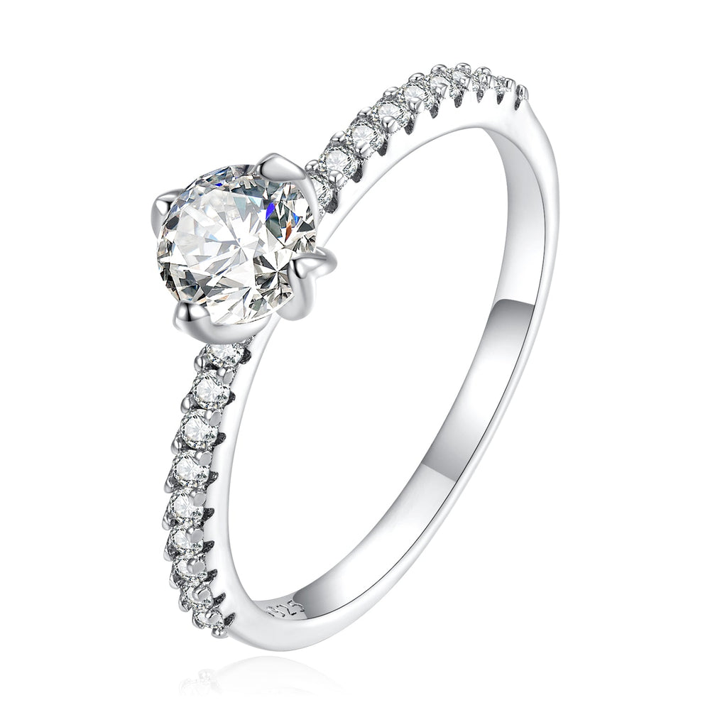925 Sterling Silver Plated Platinum 0.60 Carat Zircon Ring Size 6 for Women