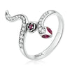 925 Sterling Silver Oxidized Snake Ring with Pavé Setting CZ for Women - Size 7.0