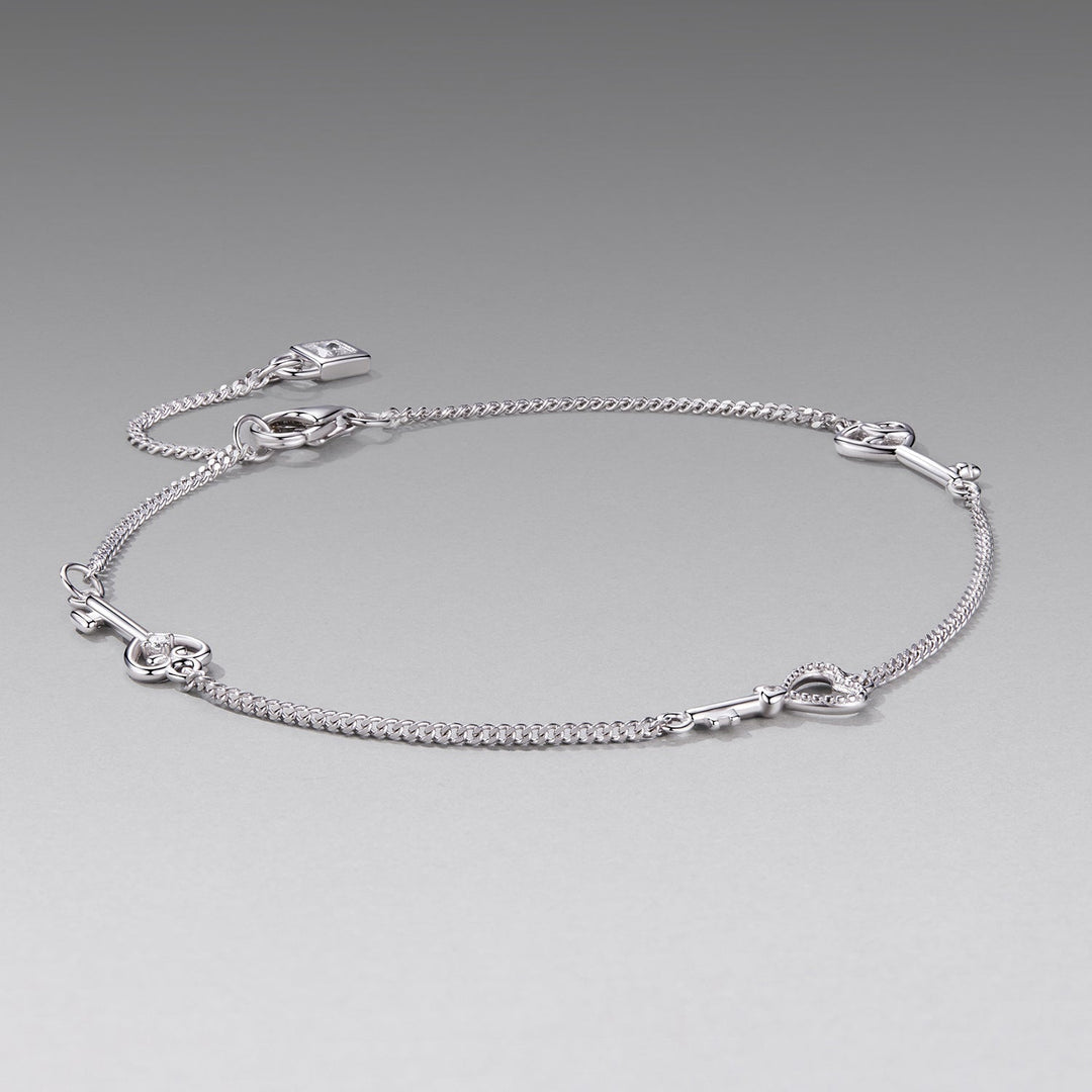 925 Sterling Silver White Gold Plated 21cm Pavé CZ Bracelet for Women