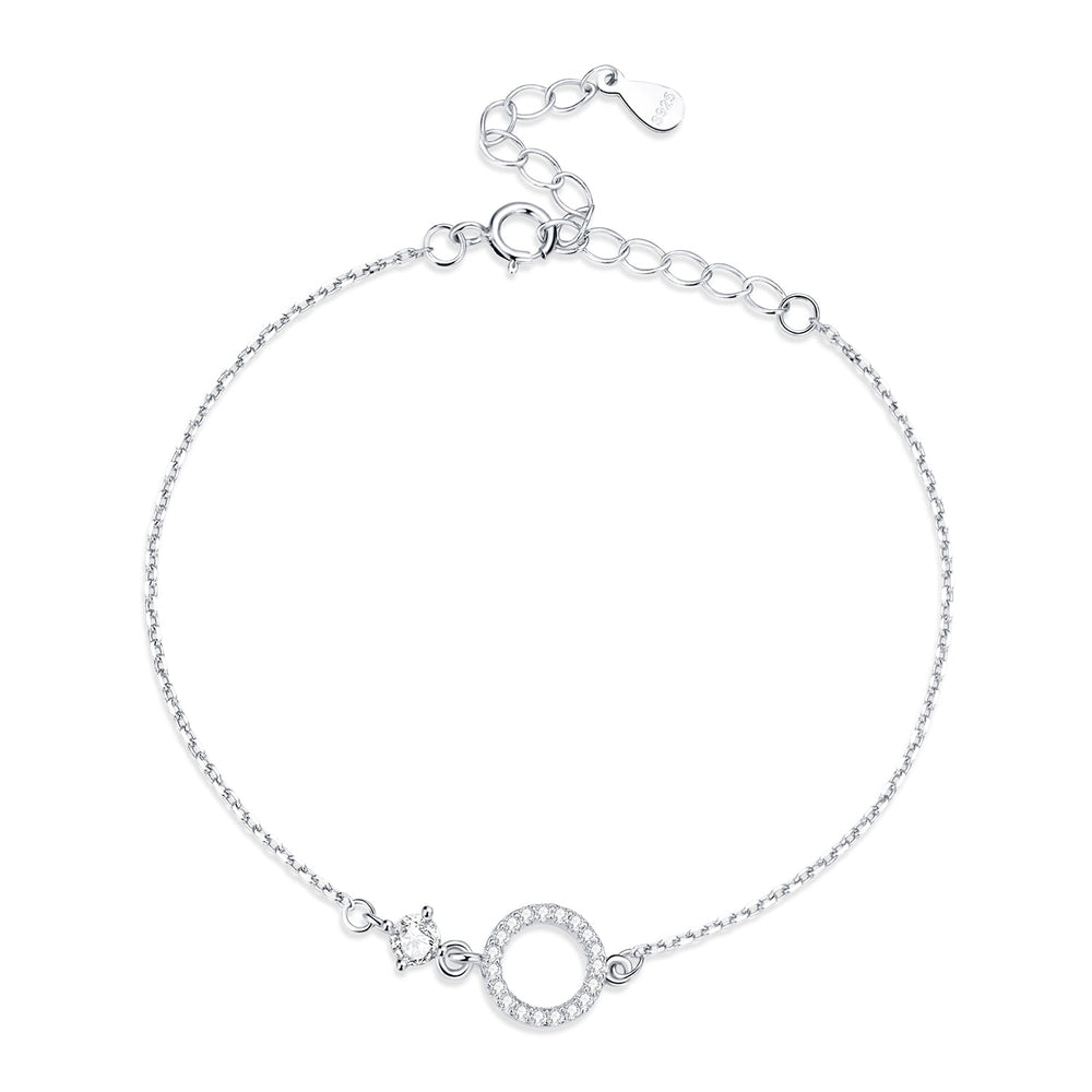 925 Sterling Silver Adjustable Bracelet with Pavé Set CZ for Women