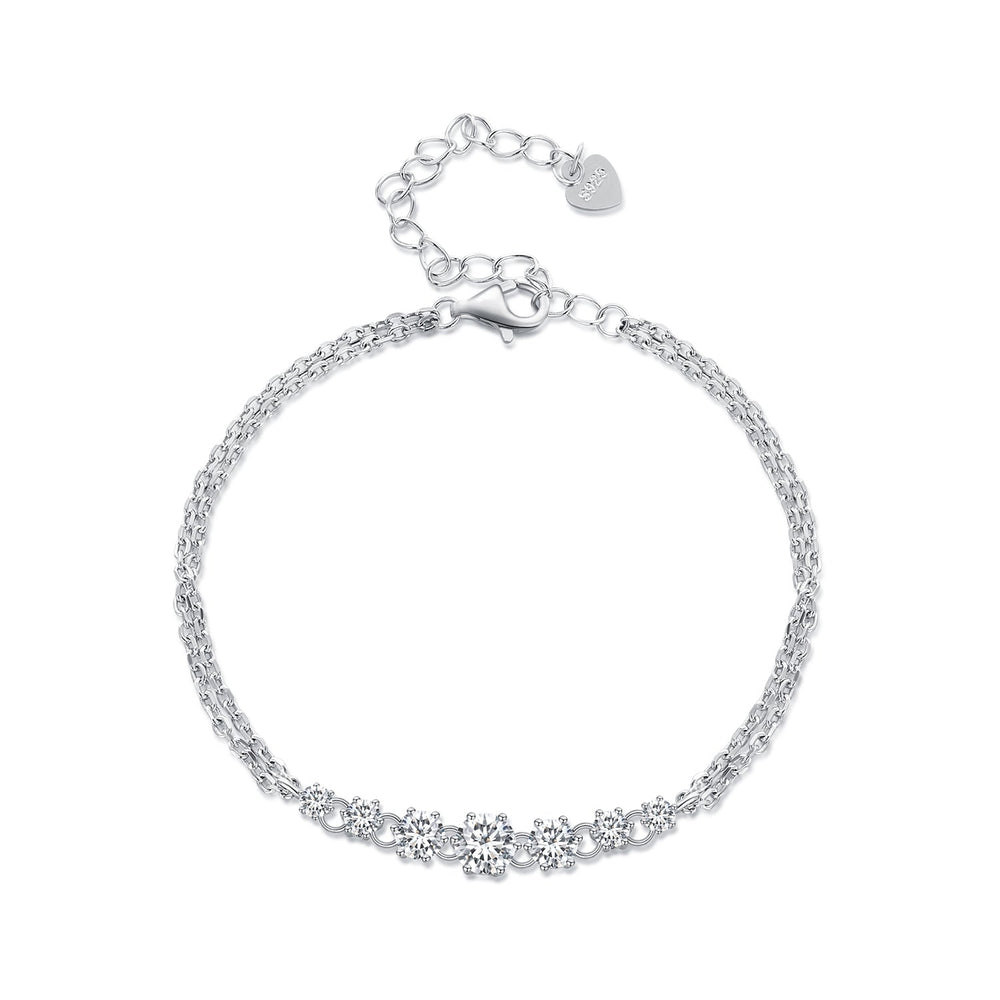 925 Sterling Silver 5MM Moissanite Bracelet for Women