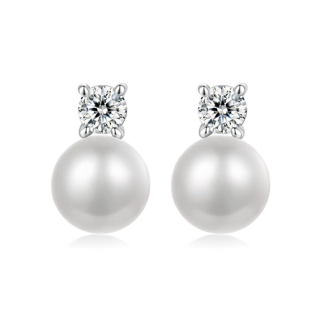 925 Sterling Silver Moissanite 0.1ct Freshwater Pearl Earrings for Women