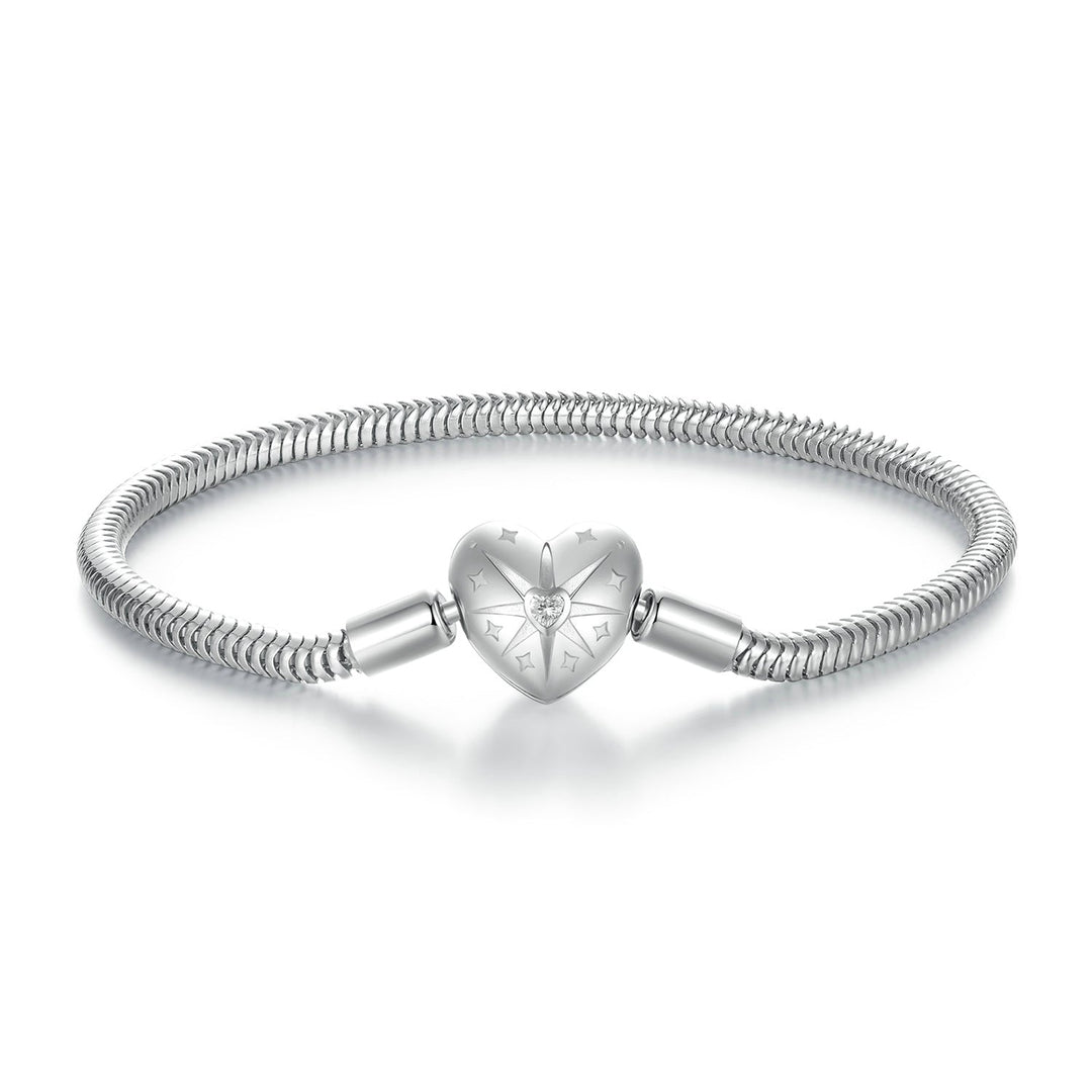 925 Sterling Silver + Pavé Setting White Gold Bracelet 17.0cm for Women