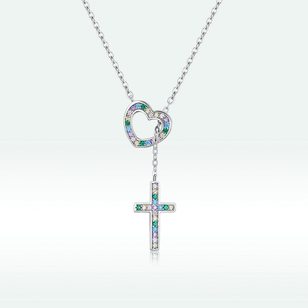 925 Sterling Silver Plated Necklace with Adjustable Length 42.5cm and CZ for Women