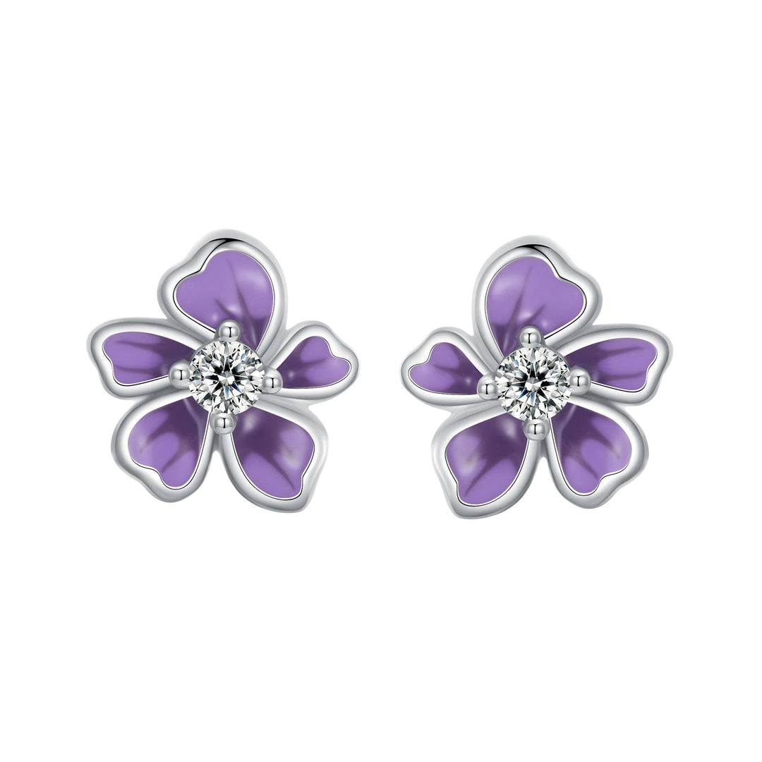 S925 Sterling Silver Plated Platinum Enamel Earrings for Women