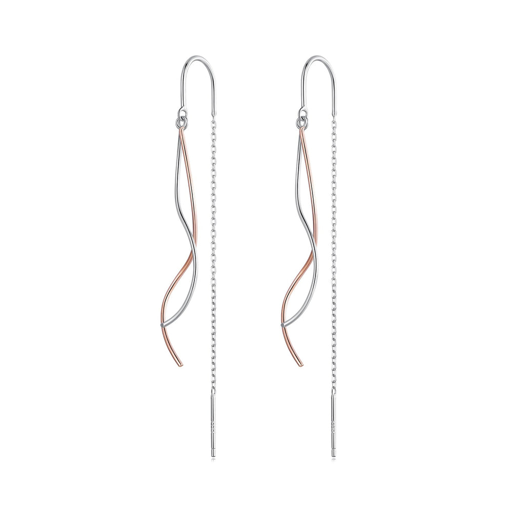 925 Sterling Silver Earrings 56*10mm Plated Platinum Rose Gold for Women