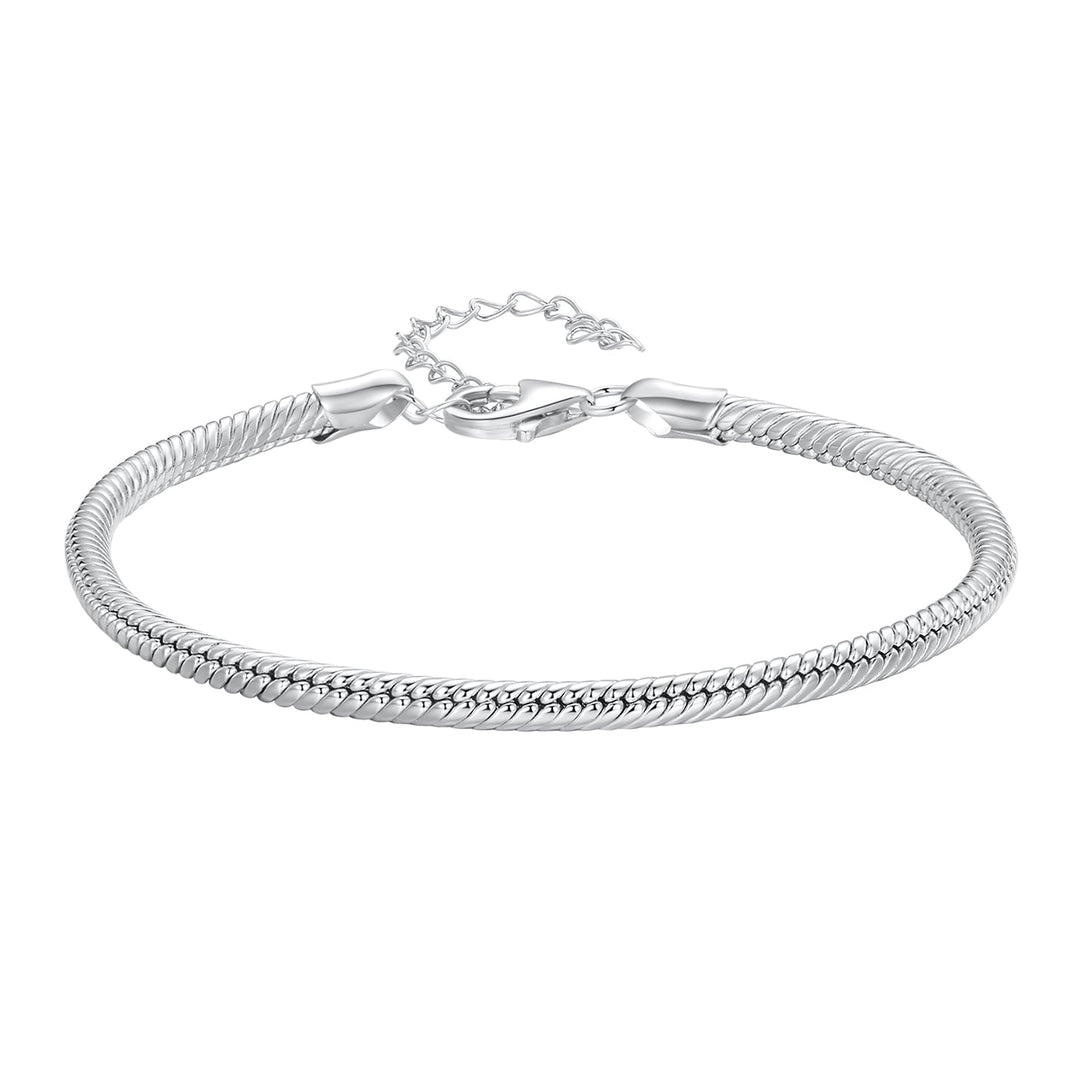 925 Sterling Silver Plated Platinum Bracelet with Adjustable Length for Women