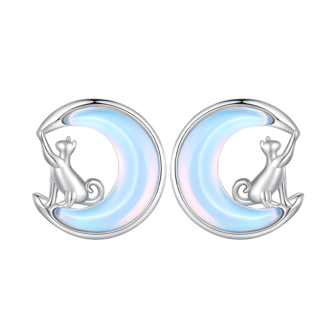925 Sterling Silver Earrings with Transparent Glass, 13mm x 12mm for Women