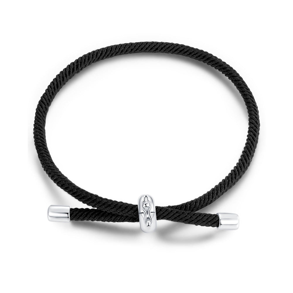 925 Sterling Silver and White Gold Plated Rope Bracelet for Men