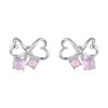 925 Sterling Silver Earrings with Pavé Setting CZ and Transparent Glass for Women