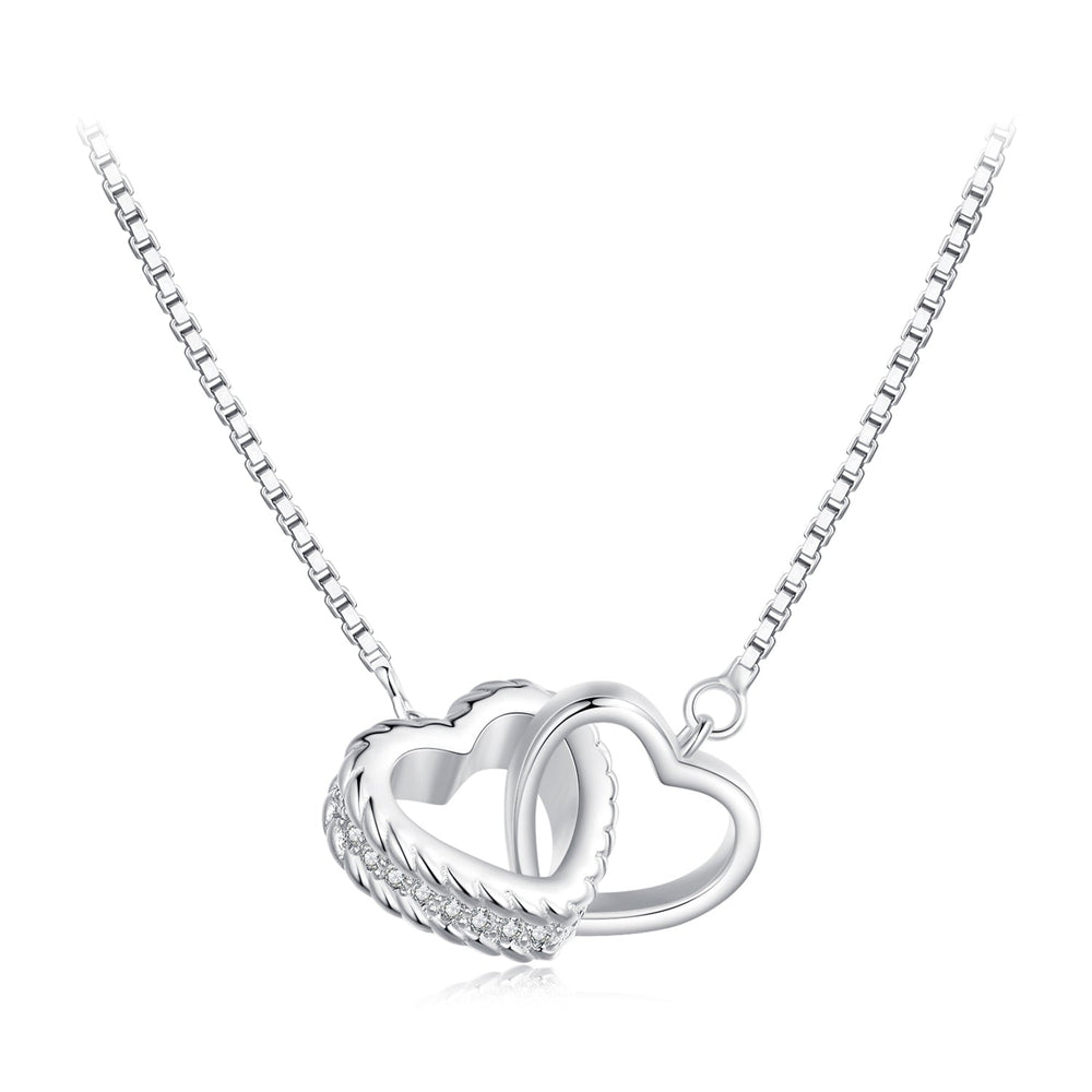 925 Sterling Silver Necklace with CZ in Pavé Setting, Length 400+50mm, Pendant 11*18mm, Unisex