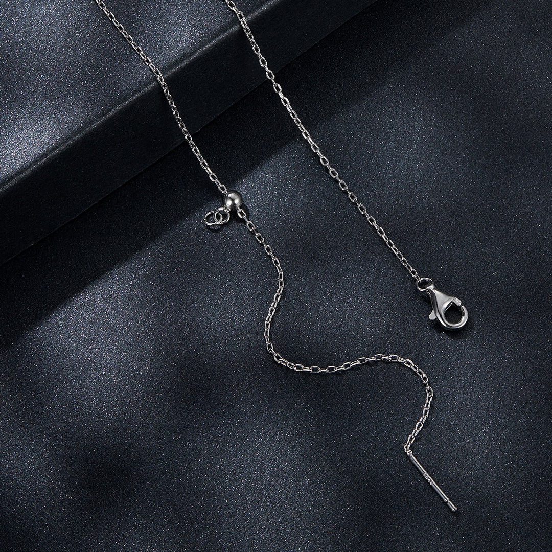 925 Sterling Silver + Moissanite Adjustable Necklace for Women - White Gold 0.5ct & 0.1ct