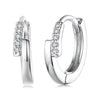 925 Sterling Silver Earrings with Pavé Setting CZ in White Gold for Women