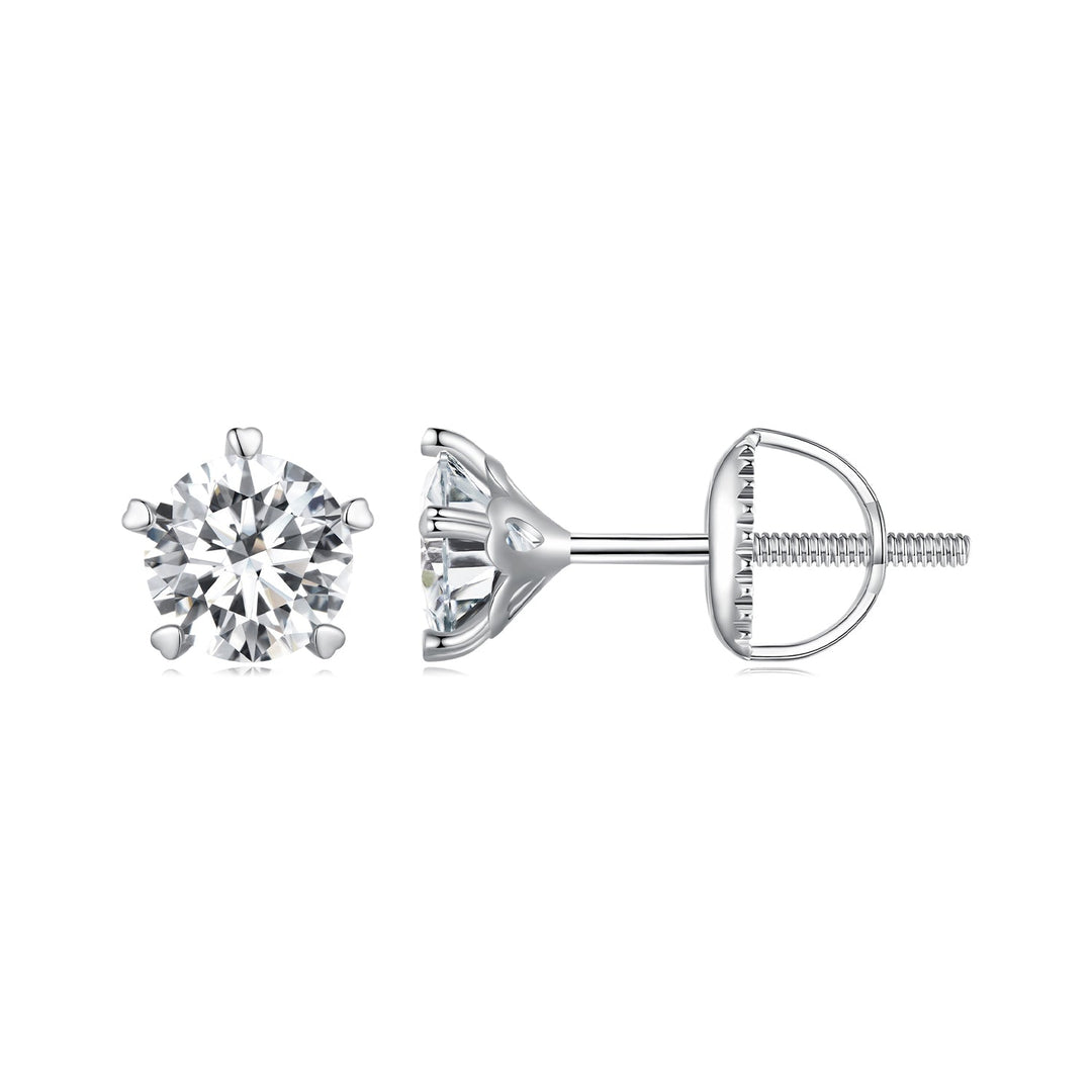 925 Sterling Silver Moissanite 0.50 Carat Earrings 6.0mm for Women