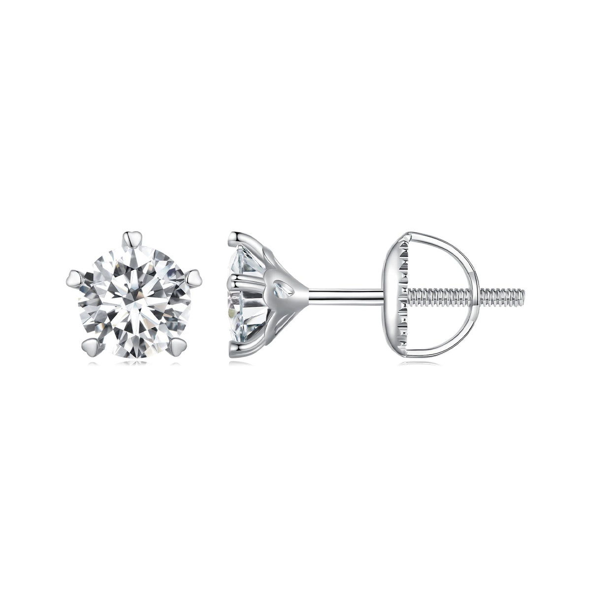 925 Sterling Silver Moissanite 0.50 Carat Earrings 6.0mm for Women